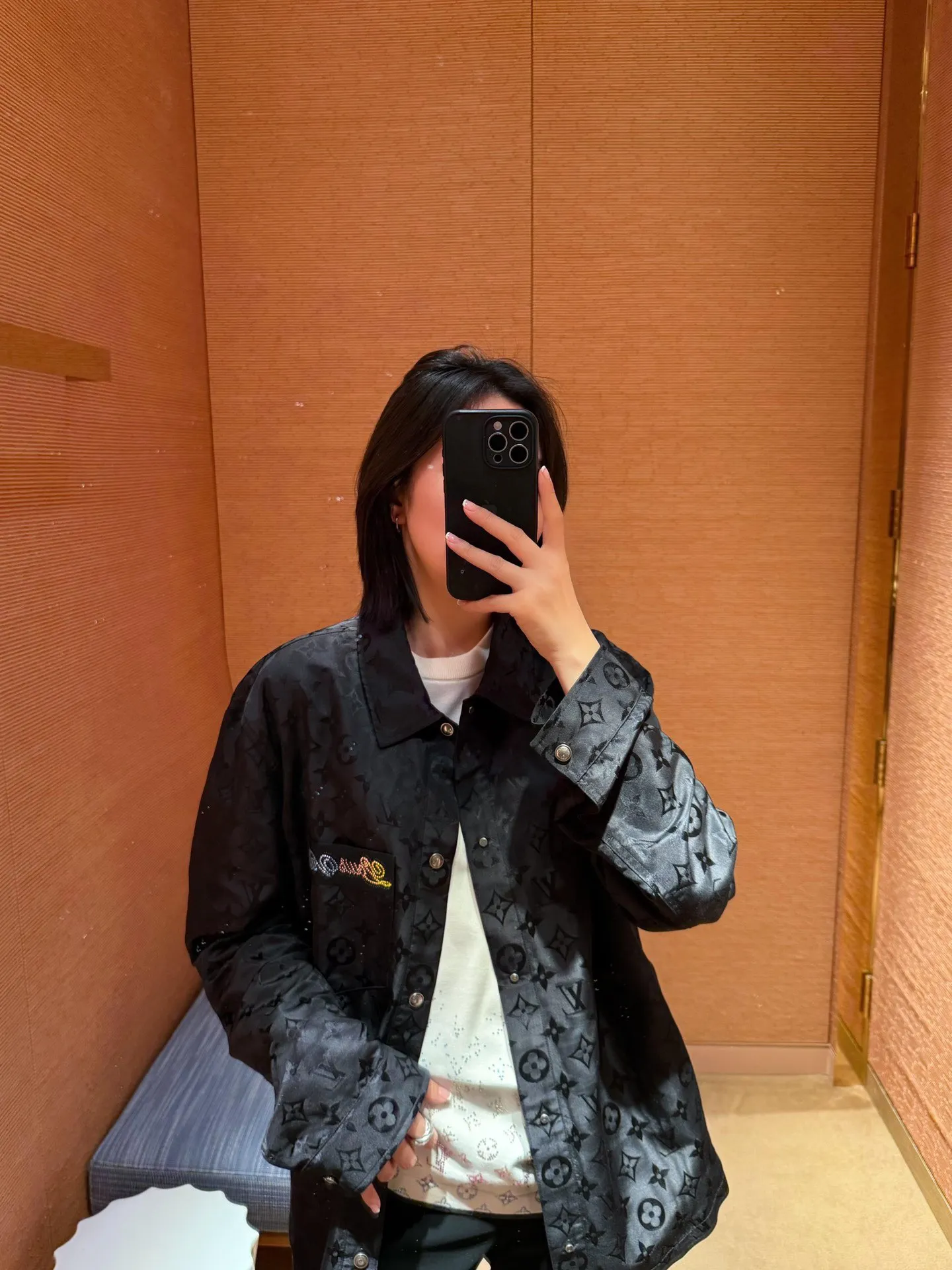 Louis Vuitton/Louis Vuitton 25Fw presbyopic rippled jacquard colored diamond shirt jacket